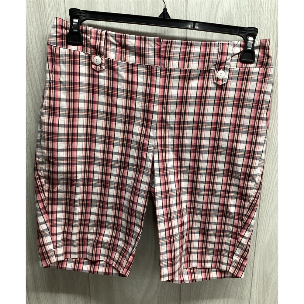 TEHAMA Women's (Size 6) Hook & Loop Plaid Shorts Cotton Polyester Stretch